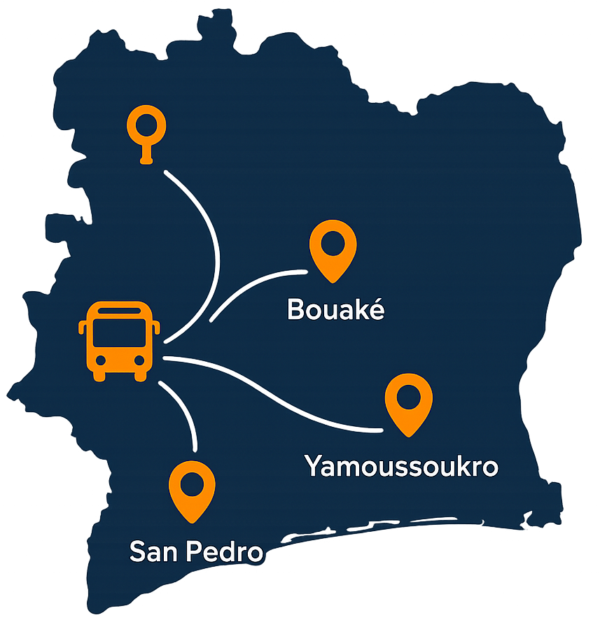 Carte Côte d'Ivoire stylisée